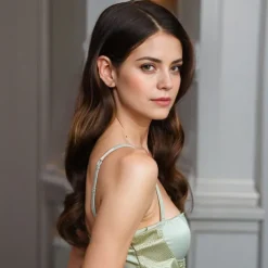 Kaia Jordan Gerber Inspired Wigs Synthetic Wig Body Wave Asymmetrical Wig Long Brown Synthetic Hair Women's Fashionable Design Soft Natural Brown