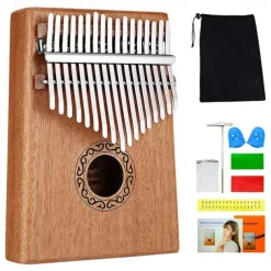 Kalimba Thumb Piano Portable 17 Keys Mbira Finger Piano with Tune Hammer and Study Instruction Musical Instruments Birthday Gift for Kid Adult Beginners Professional