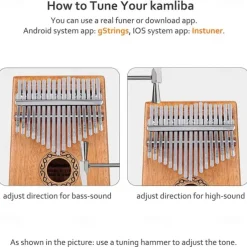Kalimba Thumb Piano Portable 17 Keys Mbira Finger Piano with Tune Hammer and Study Instruction Musical Instruments Birthday Gift for Kid Adult Beginners Professional