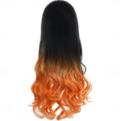 Kamado Nezuko Cosplay Wig for Demon Slayer, Anime Wig, Wig Character Wig for Women and Girls, Long Wavy Wig (Black & Orange) Halloween Wigs