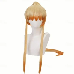Kamado Nezuko Cosplay Wig Mouthpiece Black Orange Ombre Anime Wig Wigs Orange Wigs Black Wigs Halloween Wigs
