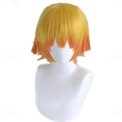 Kamado Nezuko Cosplay Wig Mouthpiece Black Orange Ombre Anime Wig Wigs Orange Wigs Black Wigs Halloween Wigs