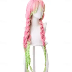 Kamado Nezuko Cosplay Wig Mouthpiece Black Orange Ombre Anime Wig Wigs Orange Wigs Black Wigs Halloween Wigs