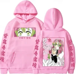 Kanroji Mitsuri Obanai Iguro Hoodie Anime Front Pocket Graphic For Couple's Men's Women's Adults' Hot Stamping Casual Daily