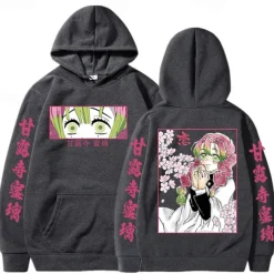 Kanroji Mitsuri Obanai Iguro Hoodie Anime Front Pocket Graphic For Couple's Men's Women's Adults' Hot Stamping Casual Daily