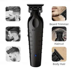 KEMEI Black Hair Clippers for Men Cordless Clippers for Hair Cutting Professional Barber Clippers USB Rechargeable Wireless Hair