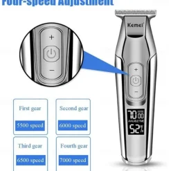 Kemei Hair Clipper Beard Trimmer Professional for Men Adjustable Speed LED Digital Carving Clippers Electric Razor KM-5027