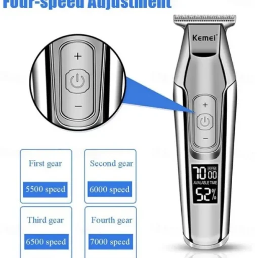 Kemei Hair Clipper Beard Trimmer Professional for Men Adjustable Speed LED Digital Carving Clippers Electric Razor KM-5027
