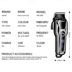 KEMEI Rechargeable Hair Trimmer For Men Shaver Professional Hair Clipper Hair Cutting Machine Barber Accessories Cut Machin Beard