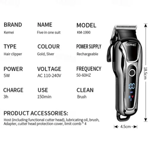 KEMEI Rechargeable Hair Trimmer For Men Shaver Professional Hair Clipper Hair Cutting Machine Barber Accessories Cut Machin Beard