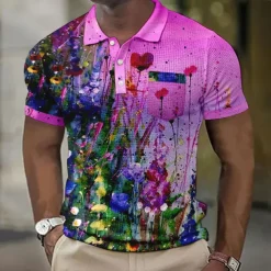 Kentucky Derby Men's Graphic Prints Waffle Polo Shirts Polo Shirts Lapel Polo Short Sleeve Polo Shirts Turndown Fashion Designer Casual Outdoor Street Casual Daily Print Summer Spring Blue-Green Blue