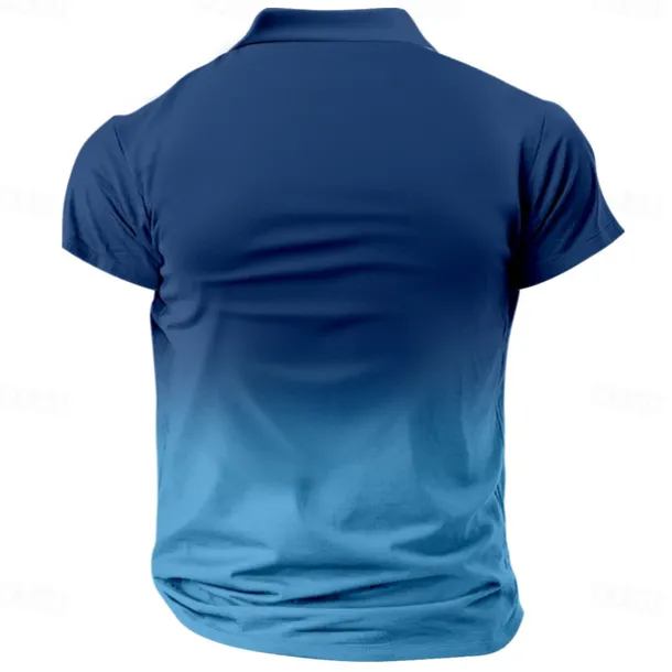 Kentucky Derby Men's Ombre Turtle Polo Short Sleeve Polo Shirts Collared Shirts Casual Resort Vacation Wear 3D Print Summer Spring Fall White Blue Dark Blue