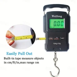75KG Travel Luggage Scale Portable Digital Hanging Luggage Scale Suitable For Travel Fishing Kitchen And Suitcase Weight Scales