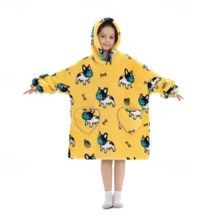 Kid's Adults' Character Oversized Hoodie Blanket Wearable Blanket With Pocket Shark Cat Dinosaur Onesie Pajamas Kigurumi Pajamas For Men and Women Boys and Girls Carnival Masquerade Cartoon