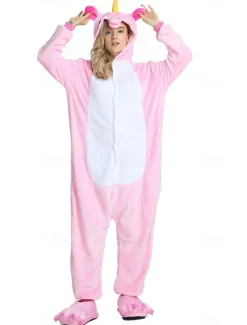 Kid's Adults' Kigurumi Pajamas Nightwear Camouflage Unicorn Flying Horse Pony Animal Onesie Pajamas Velvet Mink Cosplay For Boys Girls' Men and Women Christmas Animal Sleepwear Cartoon Festival