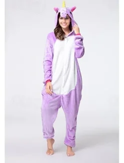 Kid's Adults' Kigurumi Pajamas Nightwear Camouflage Unicorn Flying Horse Pony Animal Onesie Pajamas Velvet Mink Cosplay For Boys Girls' Men and Women Christmas Animal Sleepwear Cartoon Festival