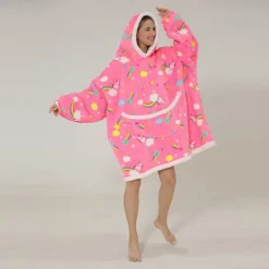 Kid's Adults' Unicorn Oversized Hoodie Blanket Wearable Blanket With Pocket Unicorn Onesie Pajamas Kigurumi Pajamas One Piece For Men and Women Boys and Girls Carnival Masquerade Cartoon