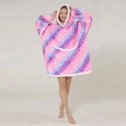 Kid's Adults' Unicorn Oversized Hoodie Blanket Wearable Blanket With Pocket Unicorn Onesie Pajamas Kigurumi Pajamas One Piece For Men and Women Boys and Girls Carnival Masquerade Cartoon