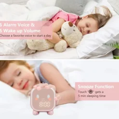 Kids Alarm Clock Digital Alarm Clock for Kids Bedroom Cute Dinosaur Alarm Clock Children's Sleep Trainer Wake Up Light & Night Light with USB Alarm Clock for Boys Girls Birthday Gifts
