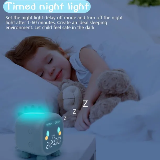 Kids Alarm Clock Digital Alarm Clock for Kids Bedroom Cute Dinosaur Alarm Clock Children's Sleep Trainer Wake Up Light & Night Light with USB Alarm Clock for Boys Girls Birthday Gifts