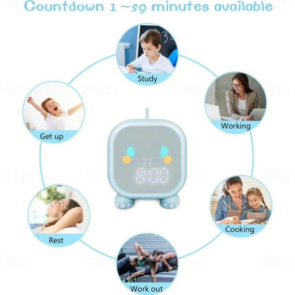 Kids Alarm Clock Digital Alarm Clock for Kids Bedroom Cute Dinosaur Alarm Clock Children's Sleep Trainer Wake Up Light & Night Light with USB Alarm Clock for Boys Girls Birthday Gifts
