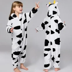 Kid's Animal Nightwear Camouflage Onesie Costume Carnival Costume Milk Cow Onesie Pajamas Kigurumi Pajamas Pajamas Funny Costume For Boys and Girls Carnival Cartoon