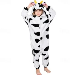 Kid's Animal Nightwear Camouflage Onesie Costume Carnival Costume Milk Cow Onesie Pajamas Kigurumi Pajamas Pajamas Funny Costume For Boys and Girls Carnival Cartoon