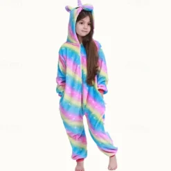 Kid's Animal Onesie Costume Carnival Costume Cartoon Unicorn Onesie Pajamas Kigurumi Pajamas Charm Funny Costume For Girls' Carnival Cartoon