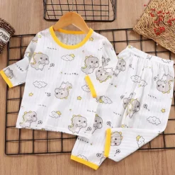 Kids Boys 2 Pieces Pajama Sets 3/4 Length Sleeve 3/4 sleeves Three Quarter Sleeve Cherry Bear Three quarter sleeve purple rabbit Animal Cartoon Crewneck Summer Spring Daily Home 3-7 Years