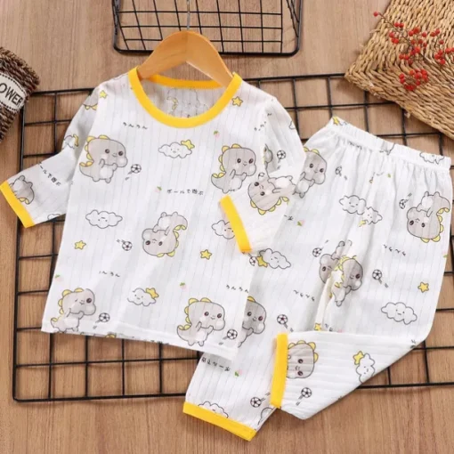 Kids Boys 2 Pieces Pajama Sets 3/4 Length Sleeve 3/4 sleeves Three Quarter Sleeve Cherry Bear Three quarter sleeve purple rabbit Animal Cartoon Crewneck Summer Spring Daily Home 3-7 Years