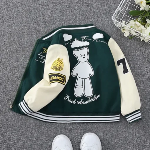 Kids Boys Baseball Jackets Outerwear Graphic Letter Long Sleeve Coat School Cool Daily Black Green Spring Fall 7-13 Years