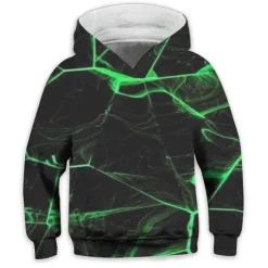 Kids Boys 3D Vertigo Hoodie Long Sleeve Optical Illusion Print Pocket Green Red Yellow Children Tops Fashion Hoodie