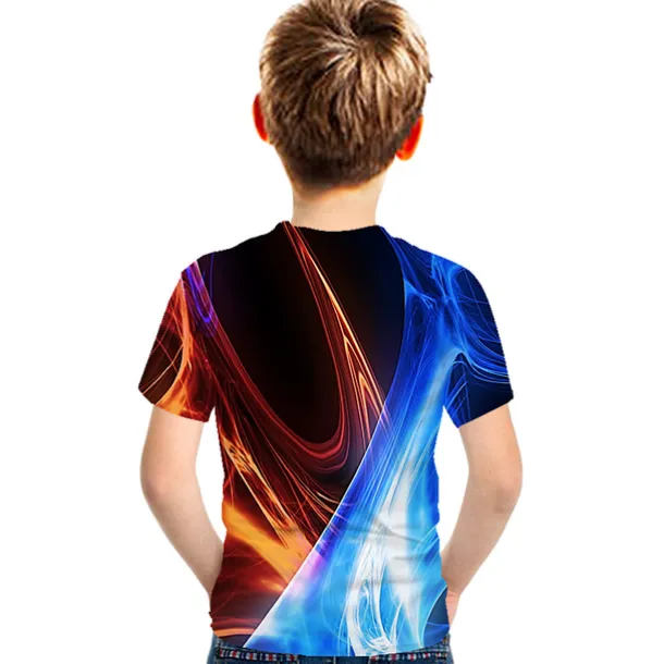 Kids Boys' 3D Vertigo T shirt Tee Short Sleeve Rainbow Optical Illusion Color Block 3D Print Blue Purple Black Children Tops Summer Basic Streetwear Sports