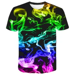 Kids Boys' 3D Vertigo T shirt Tee Short Sleeve Rainbow Optical Illusion Color Block 3D Print Blue Purple Black Children Tops Summer Basic Streetwear Sports
