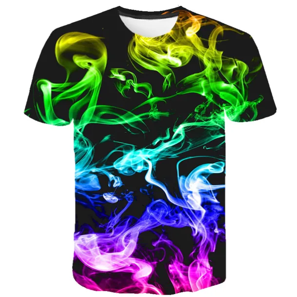 Kids Boys' 3D Vertigo T shirt Tee Short Sleeve Rainbow Optical Illusion Color Block 3D Print Blue Purple Black Children Tops Summer Basic Streetwear Sports