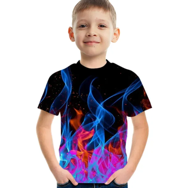 Kids Boys' 3D Vertigo T shirt Tee Short Sleeve Rainbow Optical Illusion Color Block 3D Print Blue Purple Black Children Tops Summer Basic Streetwear Sports