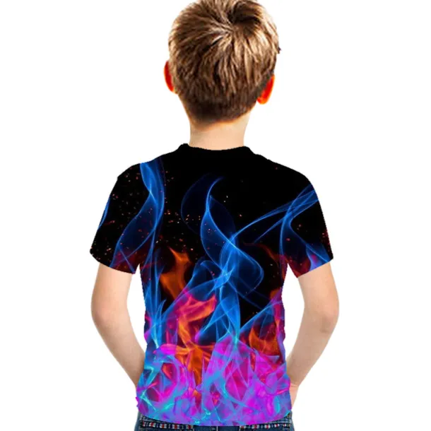 Kids Boys' 3D Vertigo T shirt Tee Short Sleeve Rainbow Optical Illusion Color Block 3D Print Blue Purple Black Children Tops Summer Basic Streetwear Sports