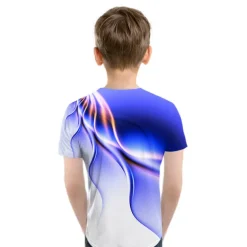 Kids Boys' 3D Vertigo T shirt Tee Short Sleeve Rainbow Optical Illusion Color Block 3D Print Blue Purple Black Children Tops Summer Basic Streetwear Sports