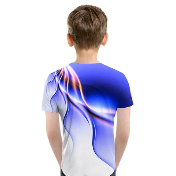 Kids Boys' 3D Vertigo T shirt Tee Short Sleeve Rainbow Optical Illusion Color Block 3D Print Blue Purple Black Children Tops Summer Basic Streetwear Sports