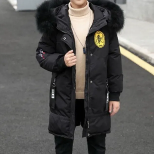 Kids Boys Down Coat Outerwear Graphic Long Sleeve Zipper Coat Outdoor Cotton Cool Daily Green Black Winter Fall 7-13 Years