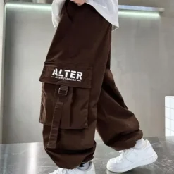 Kids Boys Pants Trousers Pocket Solid Color Keep Warm Comfort Pants School Sports Daily Black Coffee