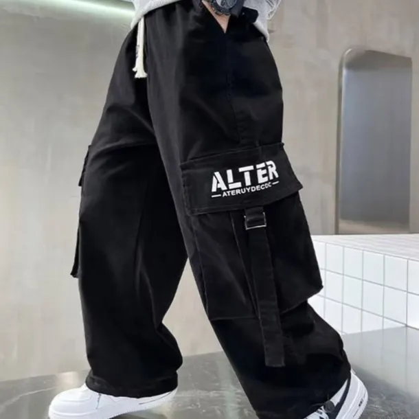 Kids Boys Pants Trousers Pocket Solid Color Keep Warm Comfort Pants School Sports Daily Black Coffee