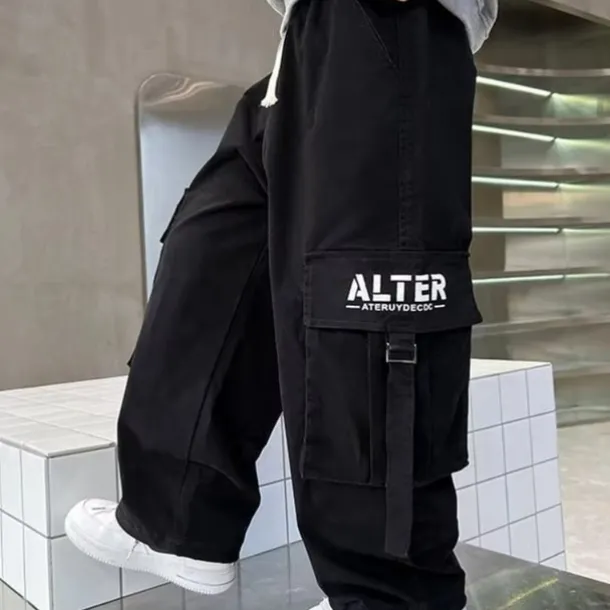 Kids Boys Pants Trousers Pocket Solid Color Keep Warm Comfort Pants School Sports Daily Black Coffee