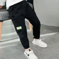Kids Boys Pants Trousers Solid Color Soft Pants Casual Linen Fashion Daily ArmyGreen Black Blue Mid Waist