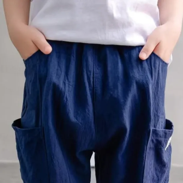 Kids Boys Pants Trousers Solid Color Soft Pants Casual Linen Fashion Daily ArmyGreen Black Blue Mid Waist