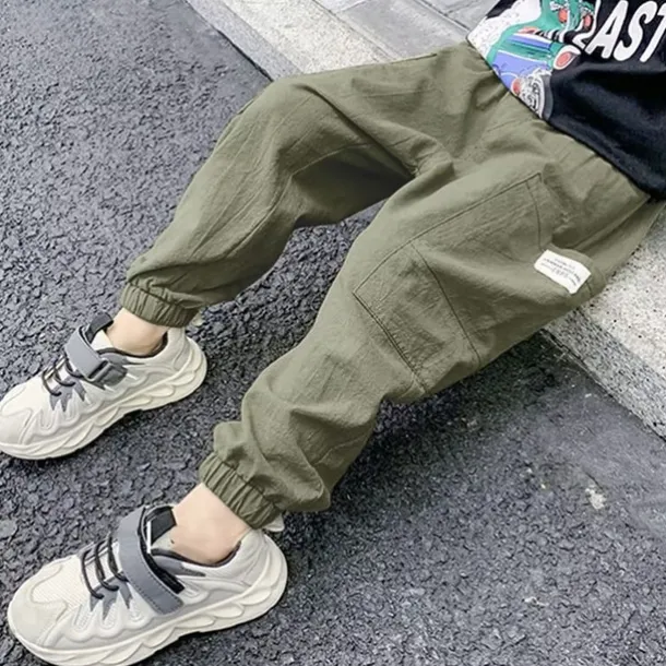 Kids Boys Pants Trousers Solid Color Soft Pants Casual Linen Fashion Daily ArmyGreen Black Blue Mid Waist