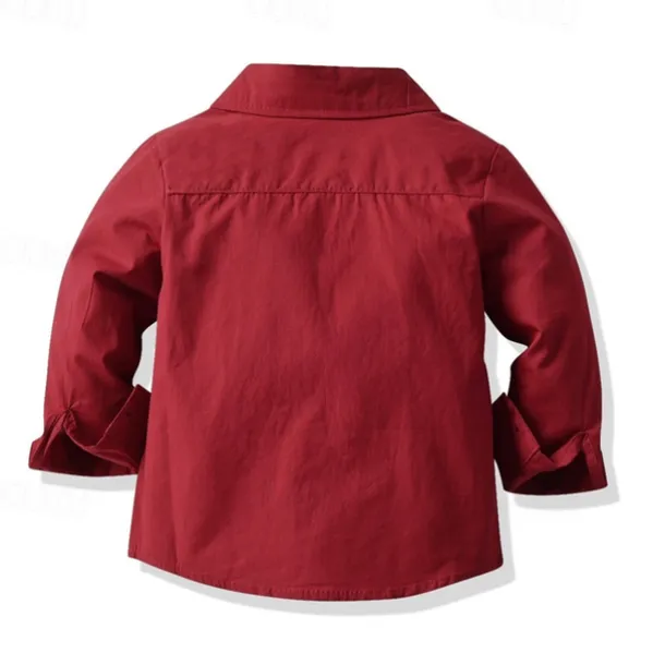 Kids Boys Shirts Solid Color Long Sleeve Patchwork Outdoor Fashion Light Green Spring & Fall Clothes 3-7 Years