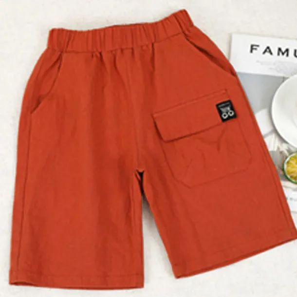 Kids Boys Shorts Pocket Solid Color Breathable Comfort Shorts Outdoor Cotton Cool Daily turmeric Black Sky Blue Mid Waist