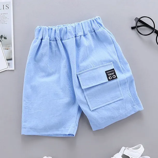 Kids Boys Shorts Pocket Solid Color Breathable Comfort Shorts Outdoor Cotton Cool Daily turmeric Black Sky Blue Mid Waist