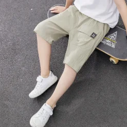 Kids Boys Shorts Pocket Solid Color Breathable Comfort Shorts Outdoor Cotton Cool Daily turmeric Black Sky Blue Mid Waist